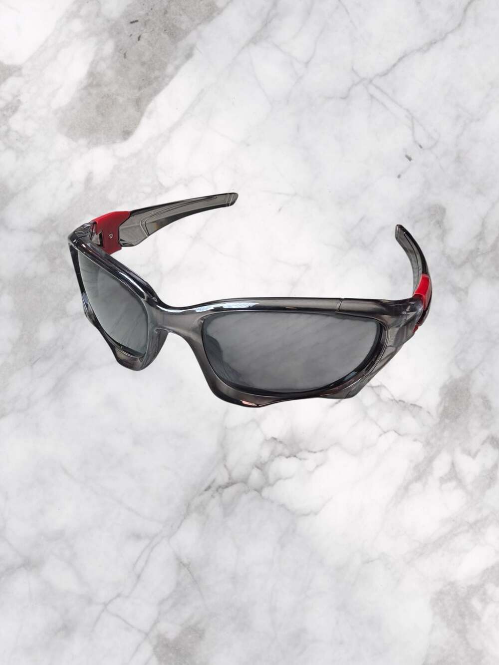 Unbranded Wraparound Sports Biking Sunglasses with Grey Frames and Red Accents
